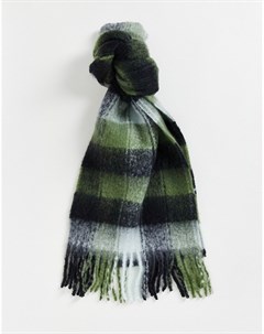 Темно зеленый шарф в клетку Asos design