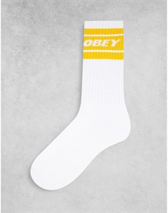 Белые носки с желтой полоской Cooper II Obey
