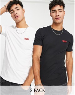Набор из 2 футболок черного белого цвета с маленьким логотипом Levi's®