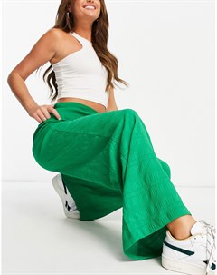 Ярко зеленые брюки с завышенной талией и широкими штанинами Pieces