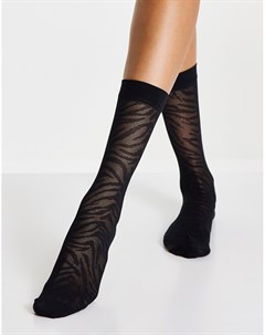 Прозрачные черные носки до икр с зебровым принтом Asos design