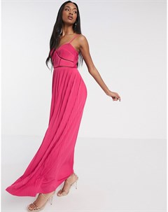 Розовое плиссированное платье макси на бретелях Premium Asos design