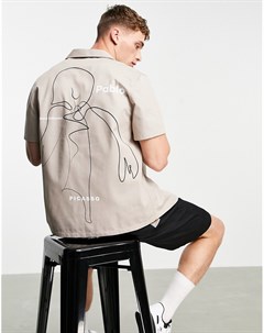 Бежевая свободная рубашка Pablo Picasso Asos design