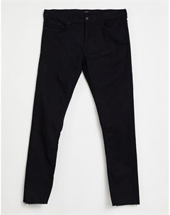 Черные зауженные джинсы с необработанным низом штанин River island