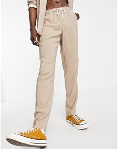 Бежевые штаны от пижамы узкого кроя с окантовкой на кармане Asos design