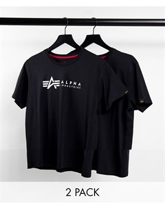 Набор из 2 черных футболок с логотипом Alpha industries