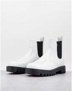 Кожаные ботинки челси контрастной черно белой расцветки Kizziie Kickers