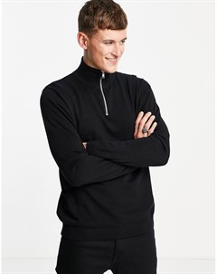 Черный джемпер с короткой молнией Essentials Jack & jones