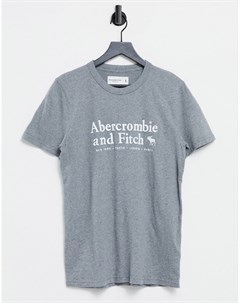 Серая футболка с логотипом Abercrombie & fitch