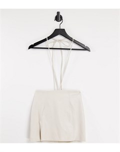 Белая мини юбка из искусственной кожи с ремешками на талии Asyou