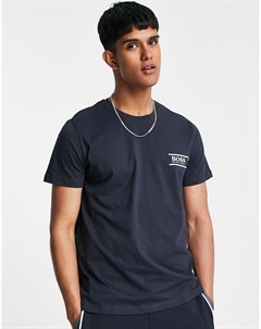 Темно синяя футболка с маленьким контрастным логотипом на груди Boss bodywear