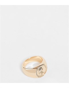 Золотистое кольцо печатка с монеткой Inspired Reclaimed vintage