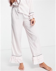 Розовые пижамные штаны с оборками по низу от комплекта River island