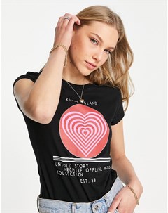Черная футболка с изображением сердца River island