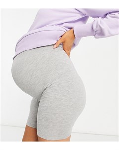 Серые меланжевые леггинсы шорты из хлопка с посадкой над животом ASOS DESIGN Maternity Asos maternity