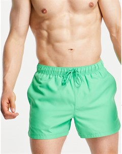 Ярко зеленые короткие шорты для плавания с фигурной кромкой Asos design
