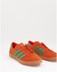Кроссовки оранжевого и зеленого цветов Hamburg Adidas originals