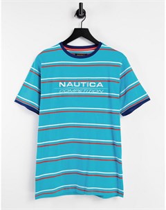 Голубая футболка в полоску кроя engineered Columbus Nautica competition