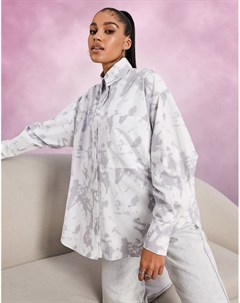 Свободная super oversized рубашка из хлопка в винтажном стиле с принтом тай дай Asos design