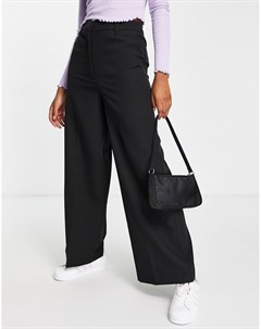 Черные классические брюки с широкими штанинами New look