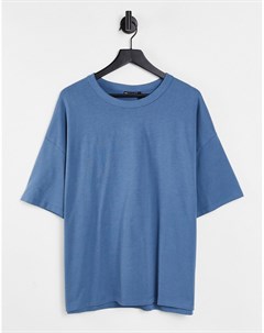 Синяя выбеленная oversized футболка из плотного материала Asos design