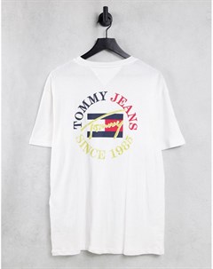 Белая футболка с круглым логотипом в винтажном стиле Tommy jeans