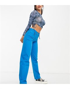Ярко голубые свободные джинсы в винтажном стиле 90 х с классической талией x014 Collusion