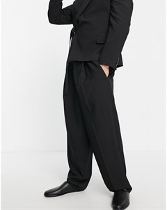 Черные широкие брюки с завышенной талией Asos design
