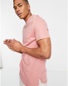 Розовая удлиненная футболка с разрезами по бокам из органического материала Asos design