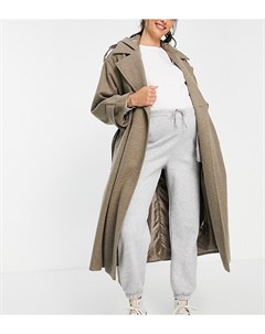 Свободное пальто с поясом с капюшоном серого цвета ASOS DESIGN Maternity Asos maternity
