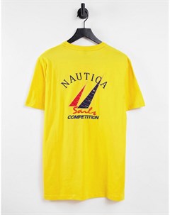 Желтая футболка с принтом на спине Nautica competition