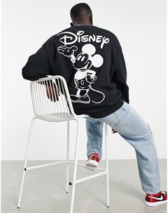 Черный oversized свитшот с принтом Микки Мауса и надписью Disney Asos design