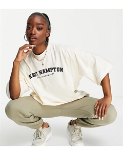Кремовая футболка с принтом East Hampton Missguided