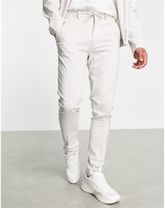 Светло серые строгие зауженные брюки от комплекта Asos design