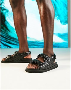 Стеганые сандалии с ремешком сзади черного цвета Asos design