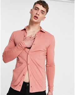 Трикотажная рубашка из органического хлопка выбеленного розового цвета с застежкой на пуговицах и дл Asos design