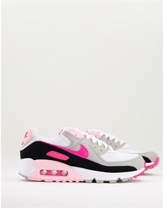 Серо черно розовые кроссовки Air Max 90 Nike