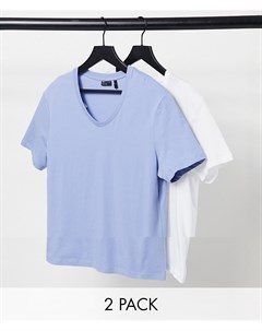 Комплект из 2 футболок с V образным вырезом Asos design