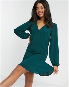 Зеленое свободное платье мини с V образным вырезом Asos design