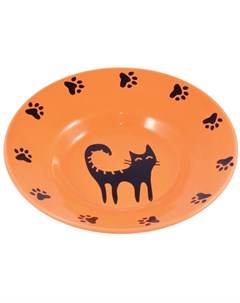 Миска керамическая блюдце для кошек 140 мл Оранжевый Керамикарт
