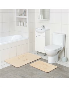 Набор ковриков для ванной и туалета memory foam 2 шт 60 90 см 40 60 см цвет бежевый Savanna