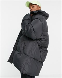 Черная удлиненная куртка пуховик в стиле oversized Asos design