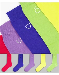 Яркие разноцветные носки с вышивкой New look