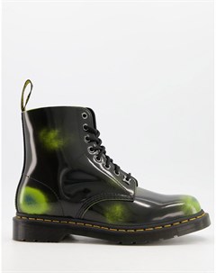 Черно зеленые кожаные ботинки с 8 парами люверсов 1460 Dr. martens