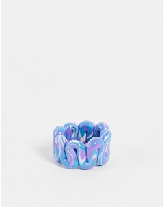 Массивное пластиковое кольцо оригинальной формы с мраморным эффектом сиреневого и голубого цветов Asos design