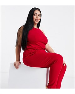 Красная комбинируемая трикотажная майка от пижамы с вырезом в стиле майки борцовки ASOS DESIGN Curve Asos curve