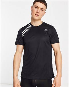 Черная футболка с 3 полосками adidas Running Adidas performance