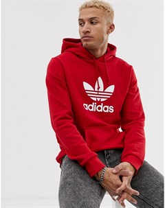 Худи красного цвета с логотипом трилистником Adidas originals