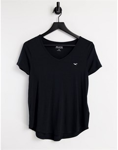 Базовая черная футболка с круглым вырезом Hollister