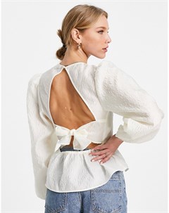 Белая блузка из структурированного жаккарда с завязкой на спине Envii
